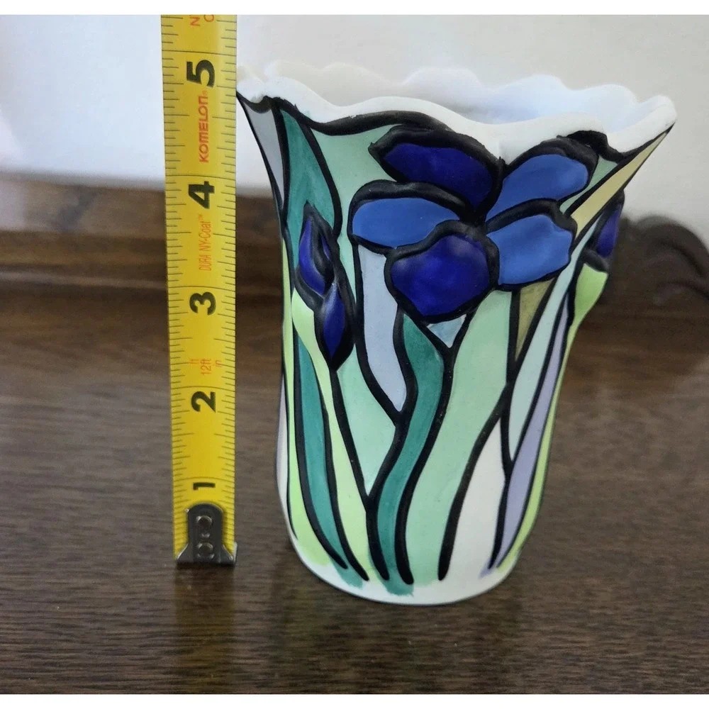 Vintage Porcelain Bisque Tealight Candle Holder‎ IRIS Hurricane Lamp Shade Cover
